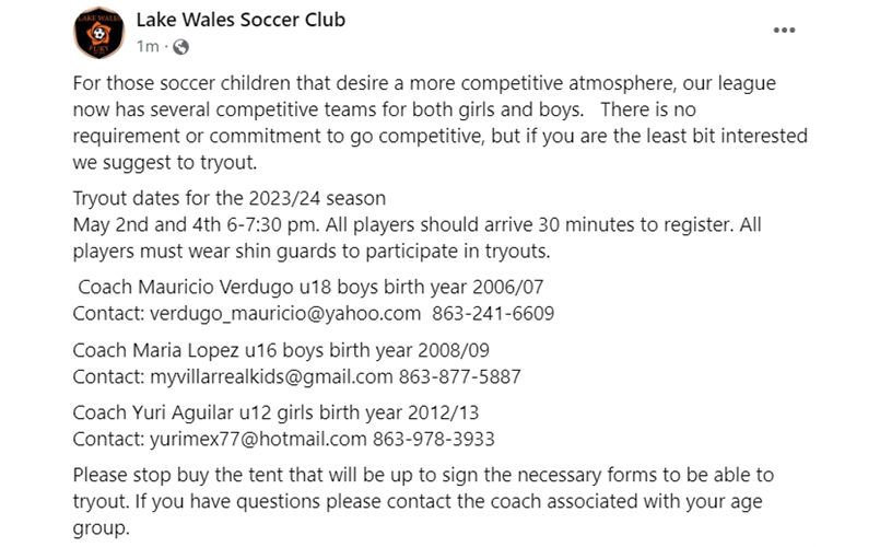 2023 Competitive Tryouts