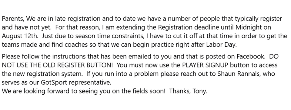Message from Tony